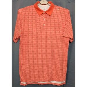 Scales Golf Polo Shirt‎ Mens L Orange Nautical Sail Geometric Print Performance